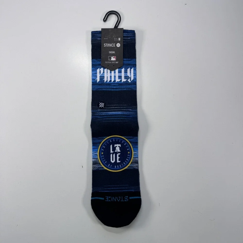 STANCE MLB Philadelphia Phillies Crew Socks Casual Unisex Medium Blue Stripe